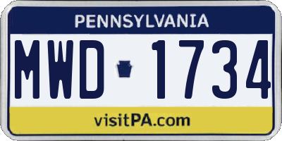 PA license plate MWD1734