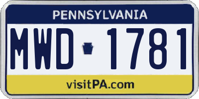 PA license plate MWD1781