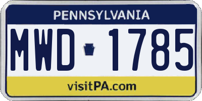 PA license plate MWD1785
