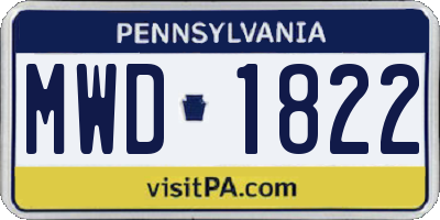 PA license plate MWD1822