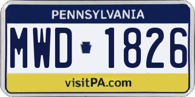 PA license plate MWD1826