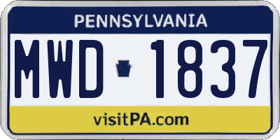PA license plate MWD1837