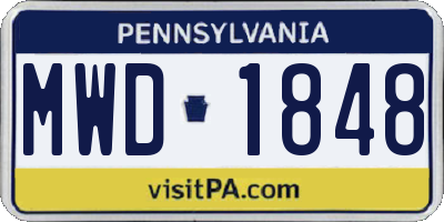 PA license plate MWD1848