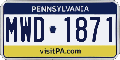 PA license plate MWD1871