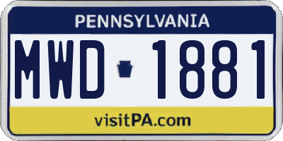 PA license plate MWD1881