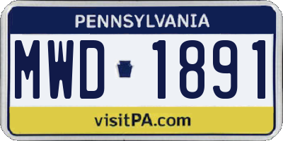 PA license plate MWD1891
