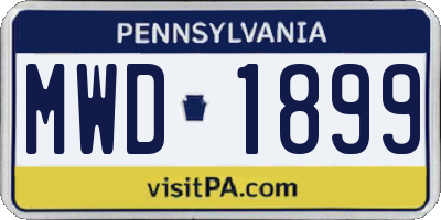 PA license plate MWD1899