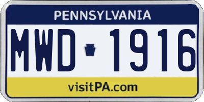 PA license plate MWD1916