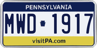 PA license plate MWD1917