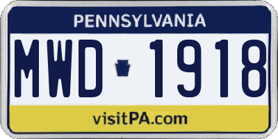 PA license plate MWD1918
