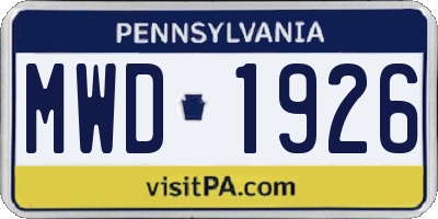 PA license plate MWD1926