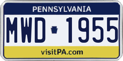 PA license plate MWD1955