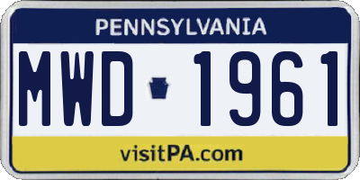 PA license plate MWD1961