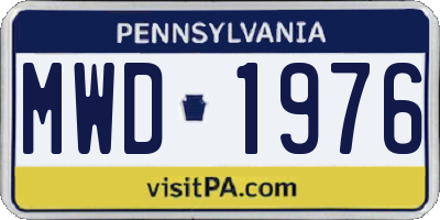 PA license plate MWD1976