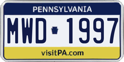 PA license plate MWD1997