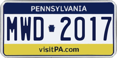 PA license plate MWD2017