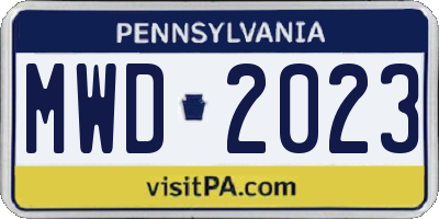 PA license plate MWD2023