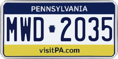 PA license plate MWD2035
