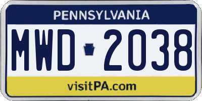 PA license plate MWD2038