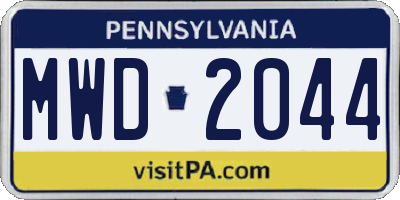 PA license plate MWD2044