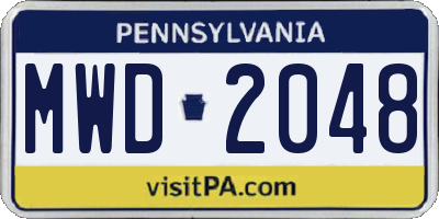 PA license plate MWD2048