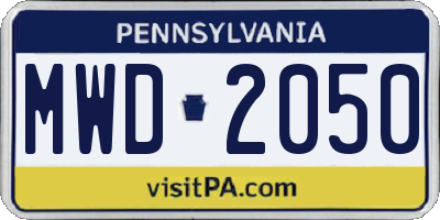 PA license plate MWD2050