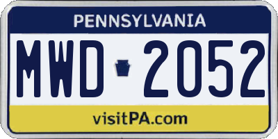 PA license plate MWD2052