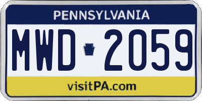 PA license plate MWD2059