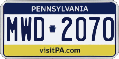 PA license plate MWD2070