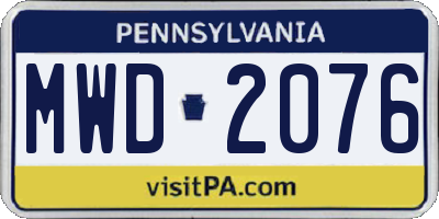 PA license plate MWD2076