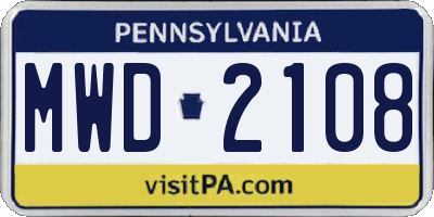 PA license plate MWD2108