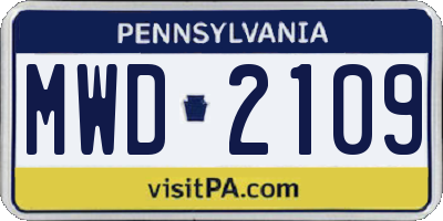 PA license plate MWD2109