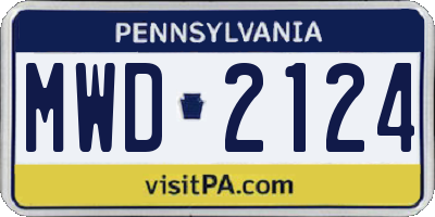 PA license plate MWD2124