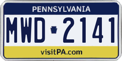 PA license plate MWD2141