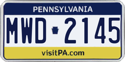 PA license plate MWD2145