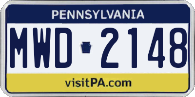 PA license plate MWD2148