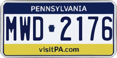 PA license plate MWD2176
