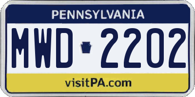 PA license plate MWD2202