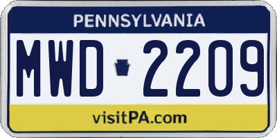PA license plate MWD2209