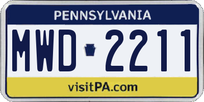 PA license plate MWD2211