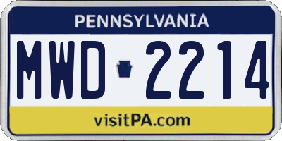 PA license plate MWD2214