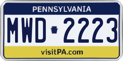 PA license plate MWD2223