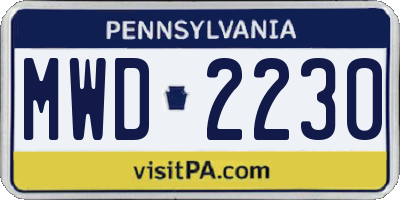 PA license plate MWD2230