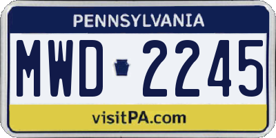 PA license plate MWD2245