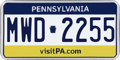 PA license plate MWD2255