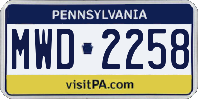 PA license plate MWD2258