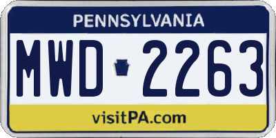 PA license plate MWD2263
