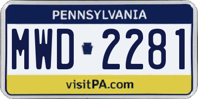 PA license plate MWD2281