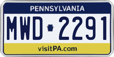 PA license plate MWD2291