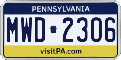 PA license plate MWD2306